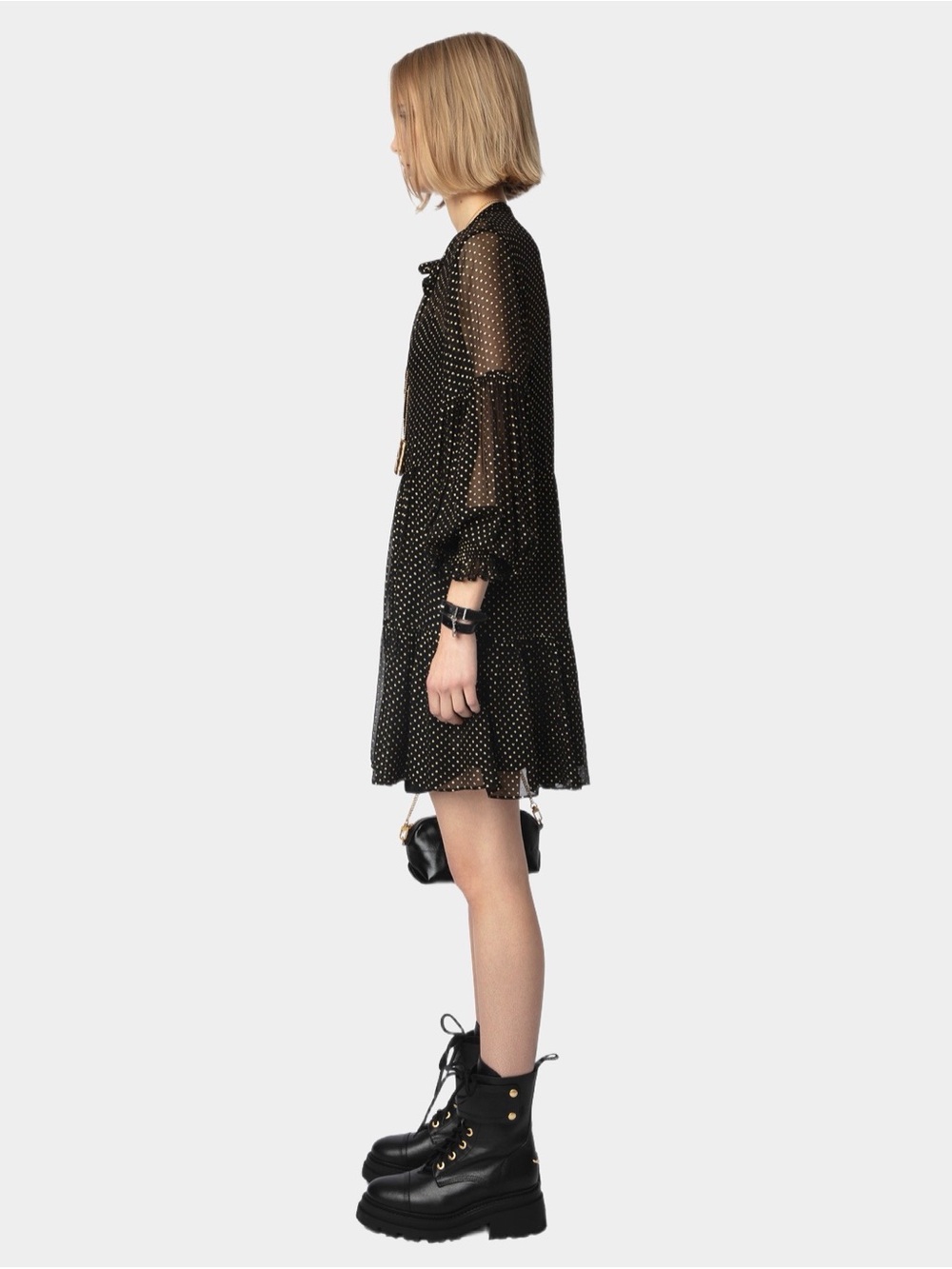 Zadig & Voltaire Randy Mousseline Sparle Noir Dress - Picture 4 of 13